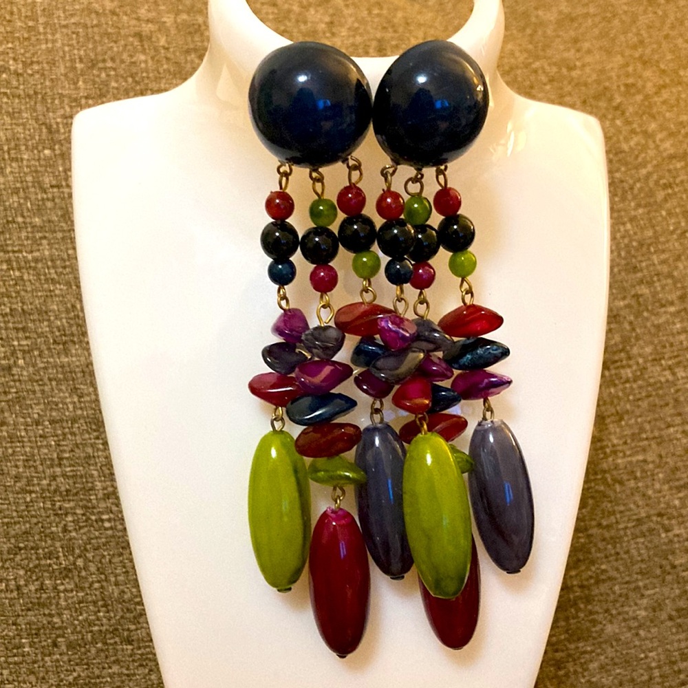 ❤️💚🖤 Long earrings  ❤️💚🖤